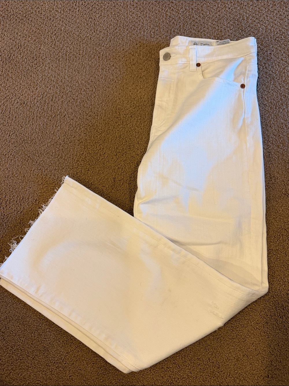 AG Adriano Goldschmied Kinsley High-Rise Crop Bootcut White Jeans Size 28